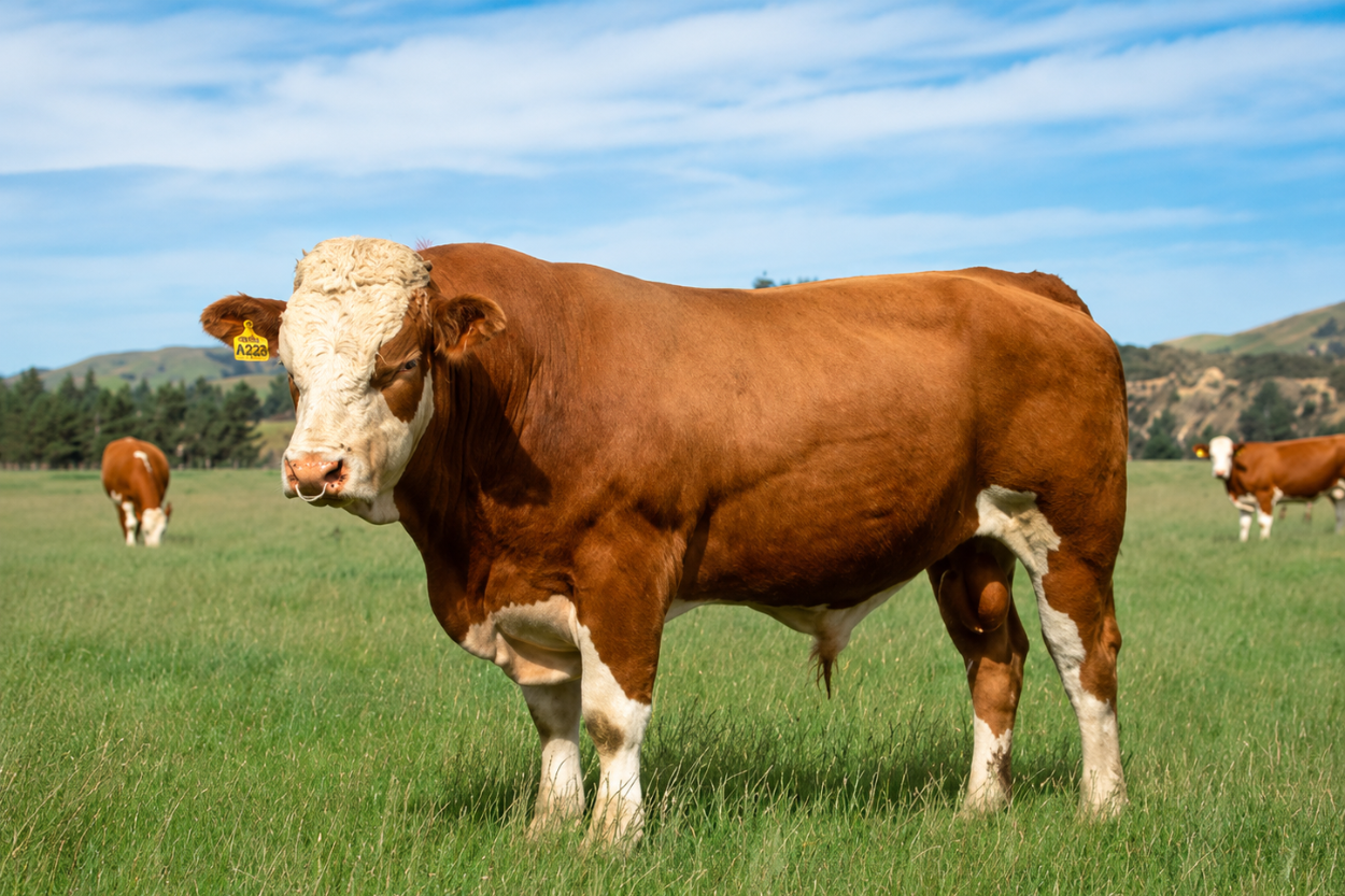Hovädzí dobytok plemena Simental na farme Green Farm Šemša